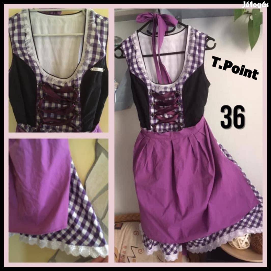 36-os lila kockás- fekete Dirndl ruha