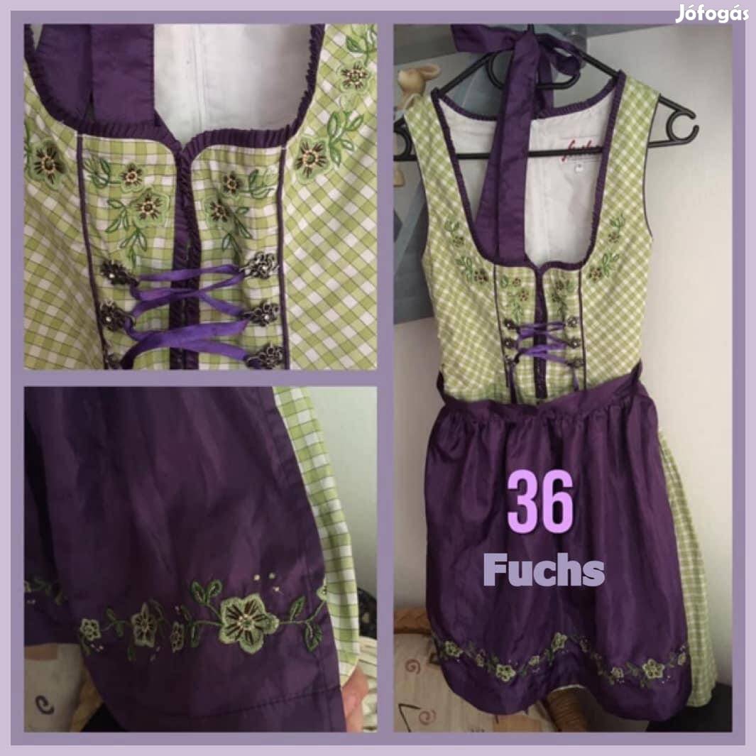 36-os lila-zöld kockás Dirndl ruha /Fuchs/