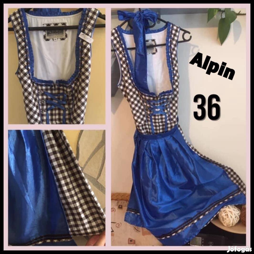 36-os sötétkék-szürke kockás Dirndl ruha /Alpin/