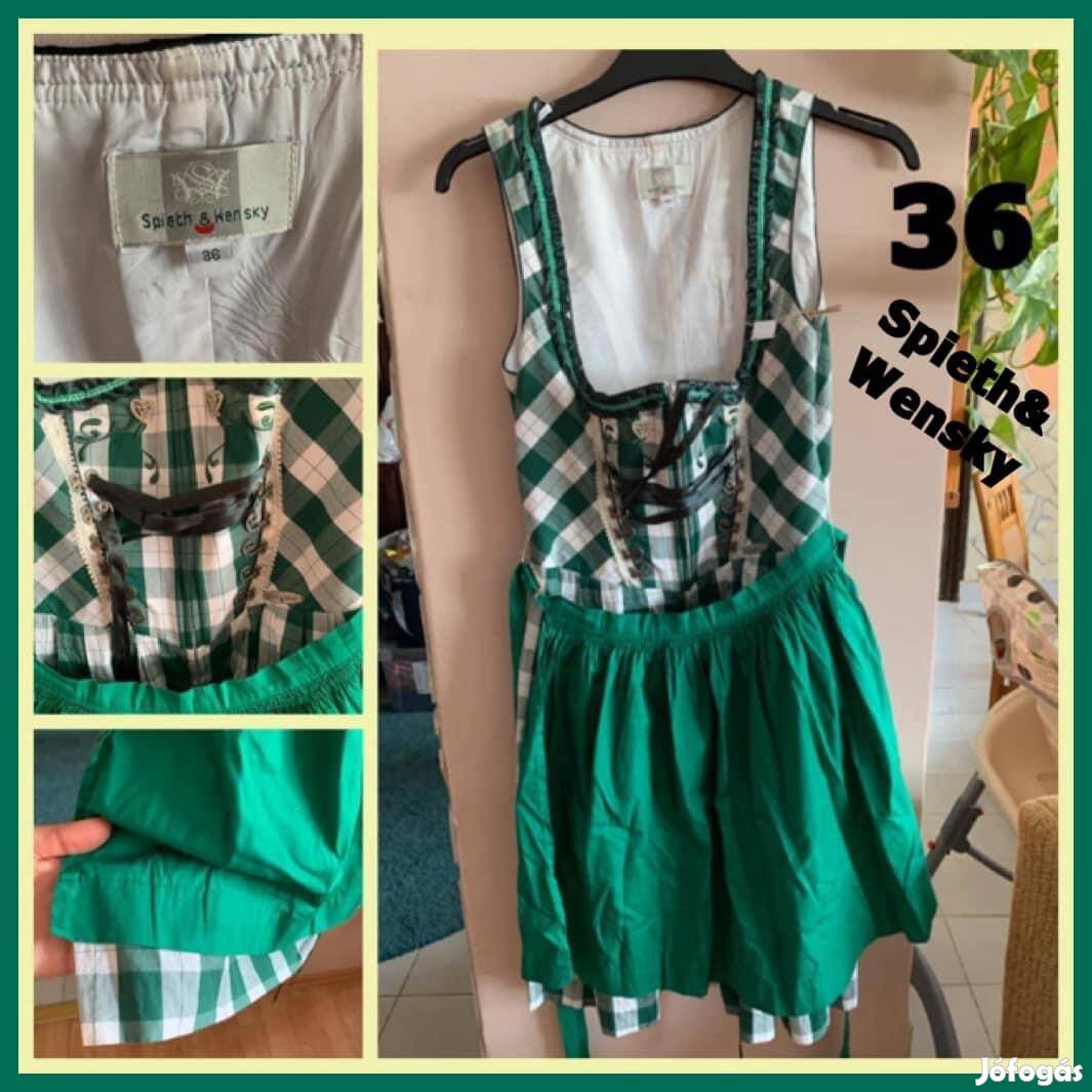 36-os sötétzöld kockás Dirndl ruha