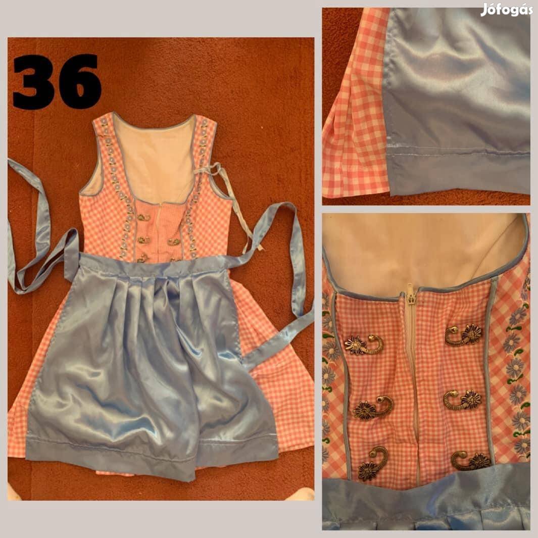 36-os világos rózsaszín kockás Dirndl ruha 