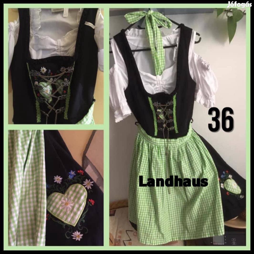 36-os zöld-fekete Dirndl ruha blúzzal /Landhaus/