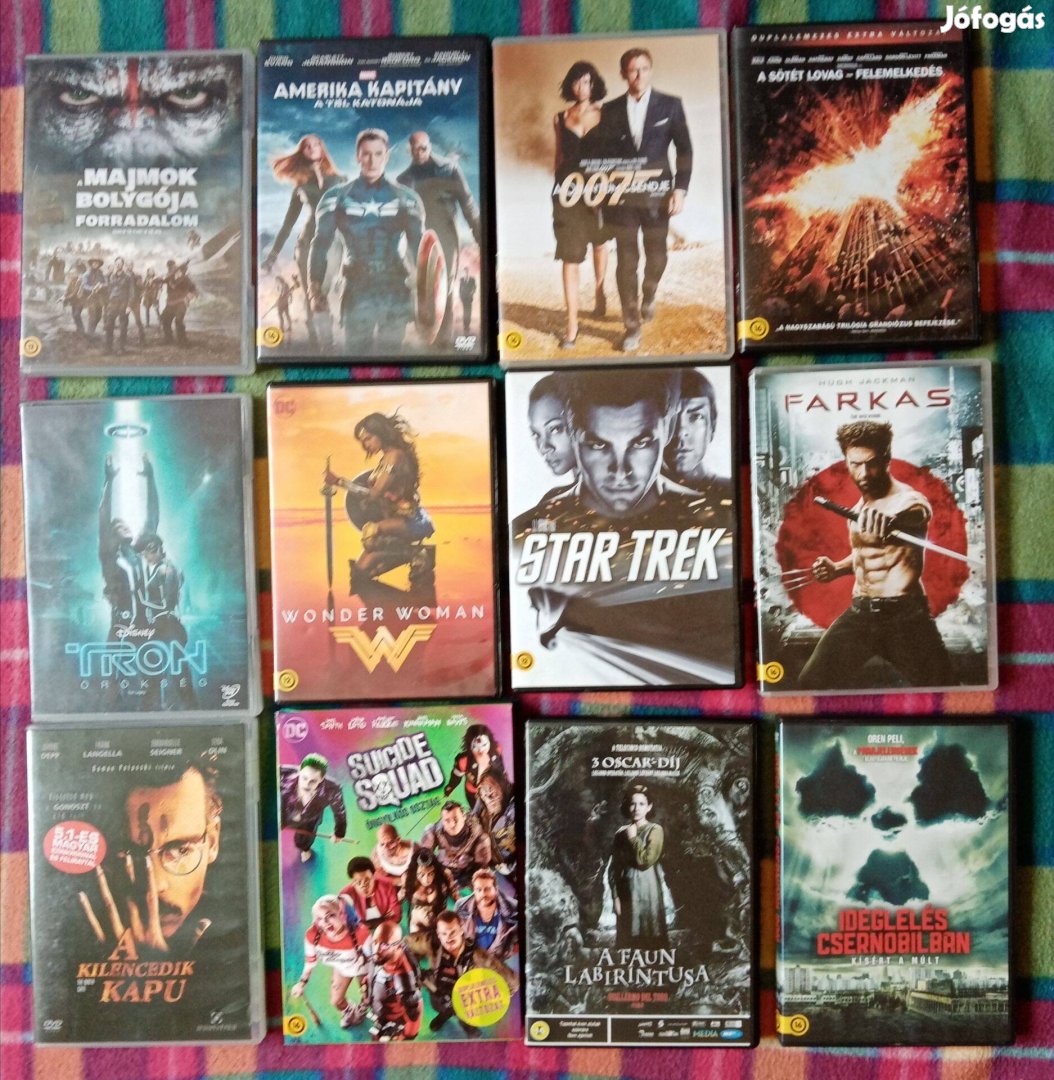 37 DVD Amerika Kapitány Wonder Woman Star Trek Farkas James Bond stb