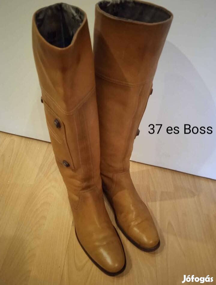 37 es Boss hosszúszárú bőrcsizma