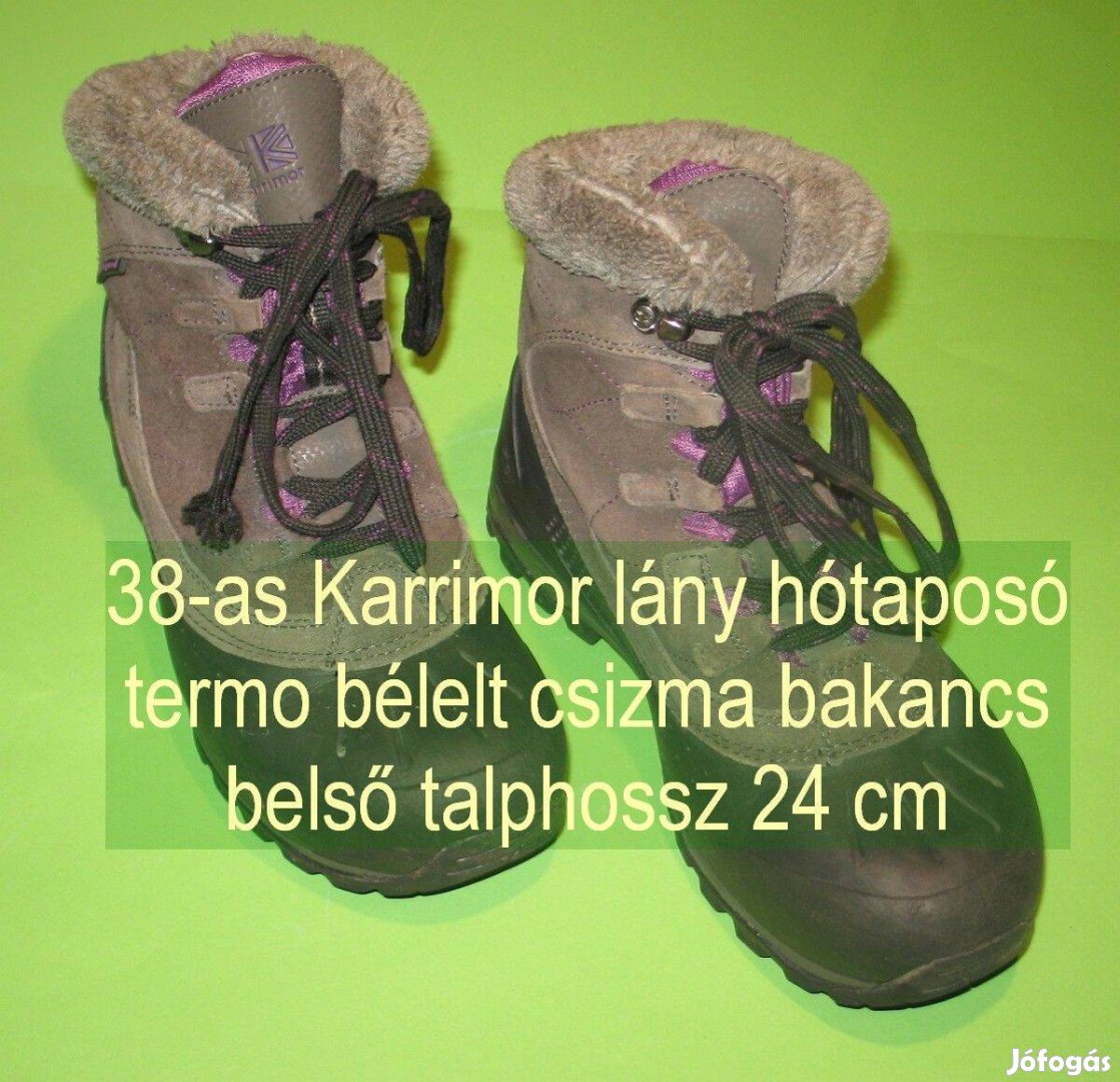 38-as minőségi kályhameleg Karrimor hótaposó bélelt bakancs bh 24cm