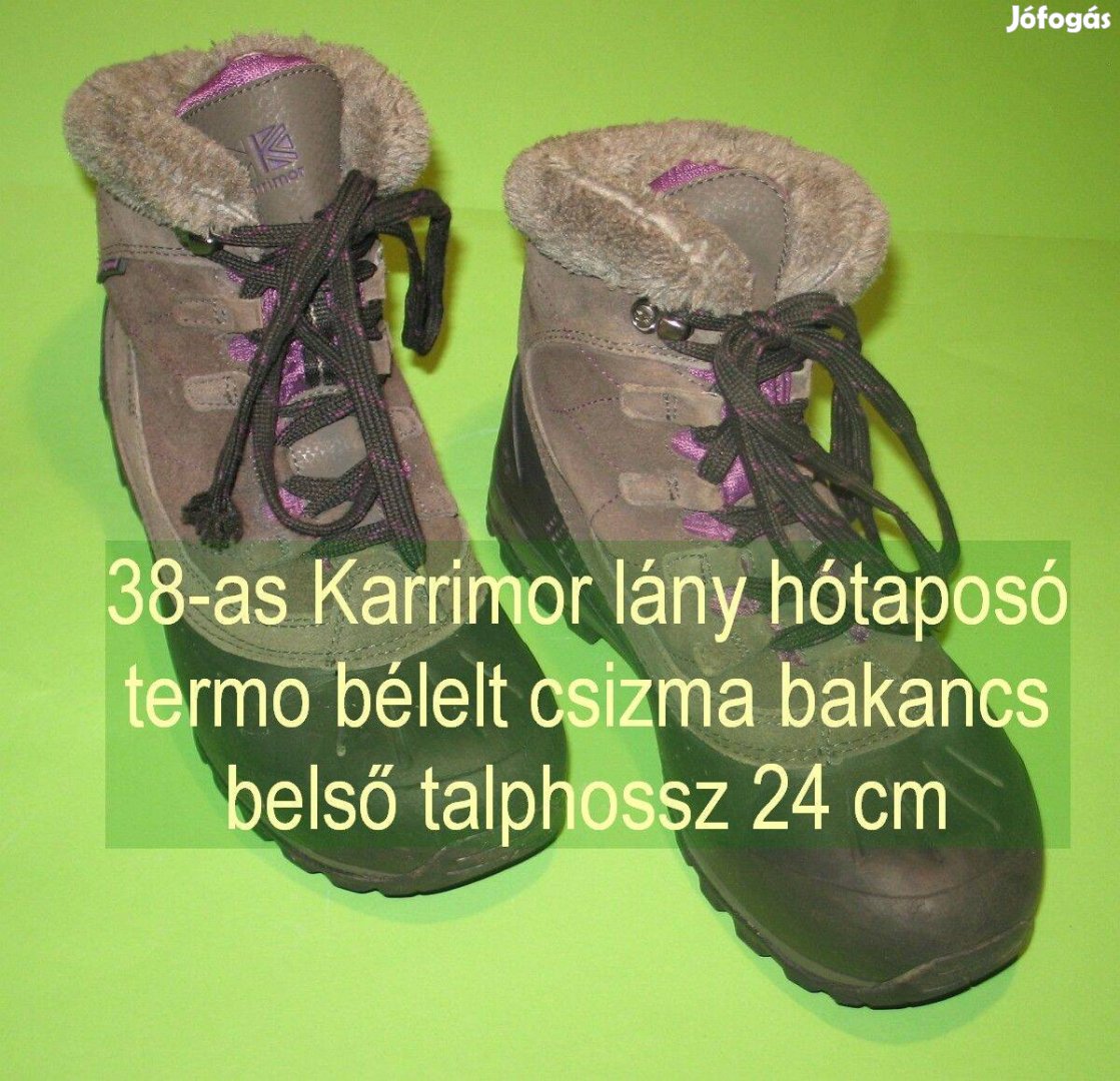 38-as minőségi kályhameleg Karrimor hótaposó bélelt bakancs bh 24cm