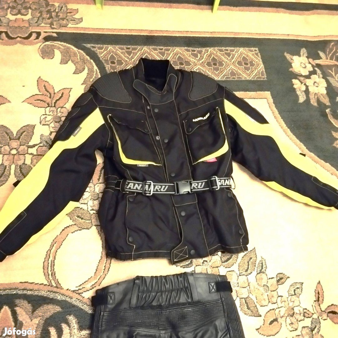 38-as motoros bőr nadrág és Sanmaru motoros dzseki