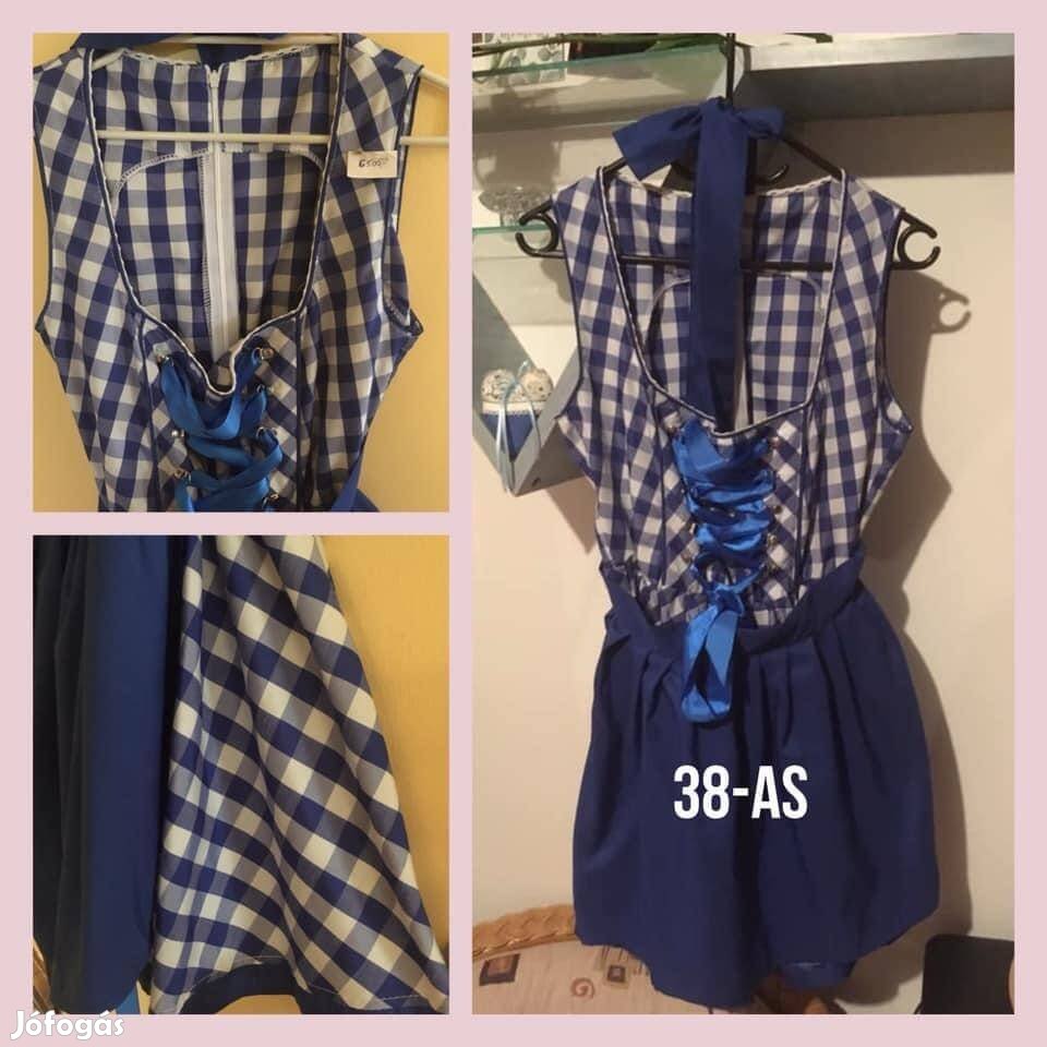 38-as rövid Dirndl ruha /kék kockás/