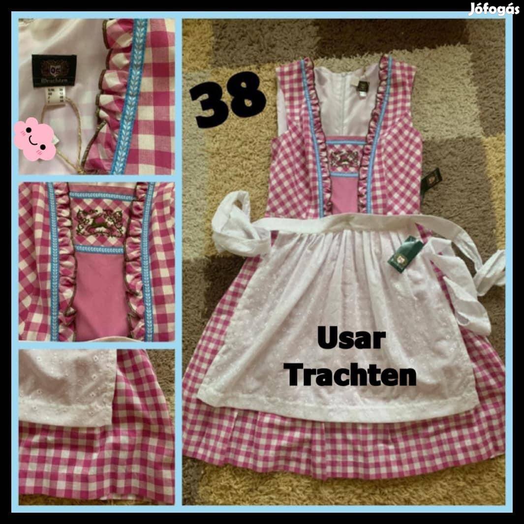 38-as rózsaszín kockás Dirndl ruha /Usar/