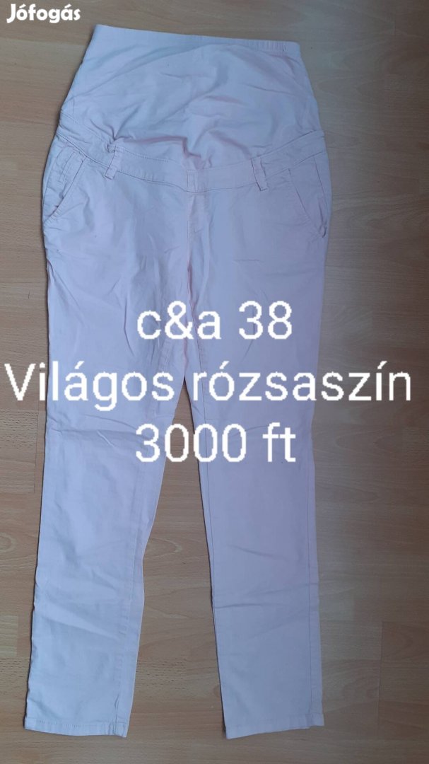 38-as világos rózsaszín kismama nadrág 