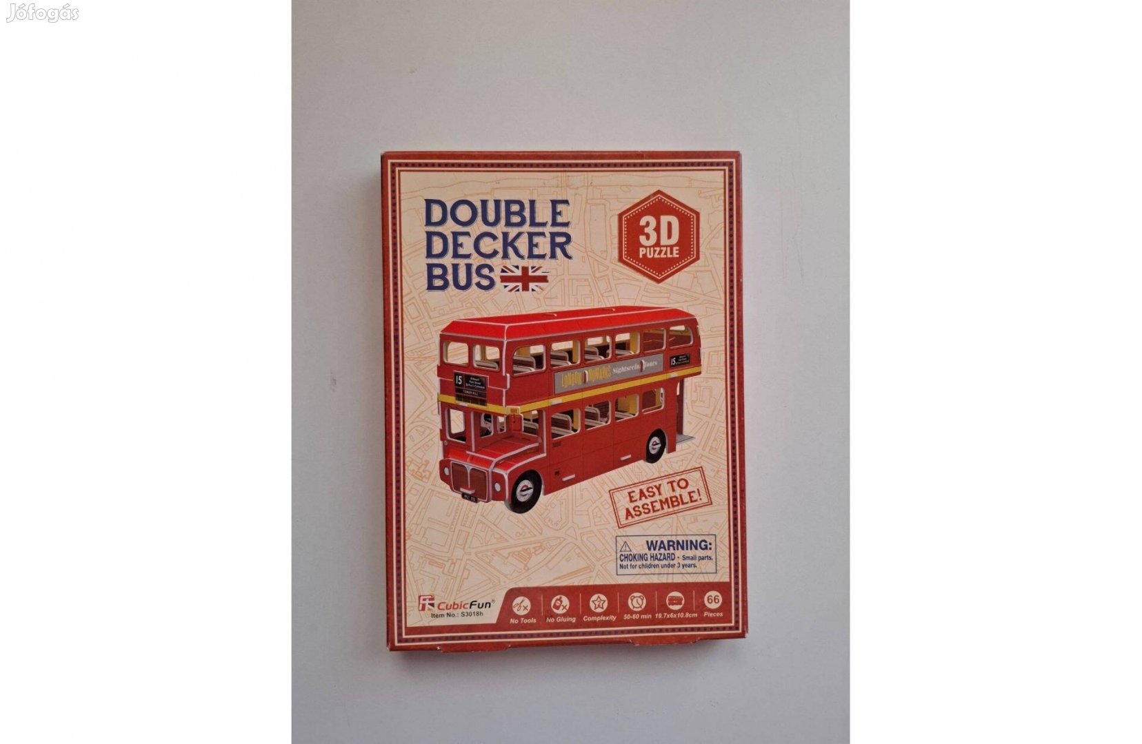 3D piros angol emeletes busz, double decker bus 66 db-os új