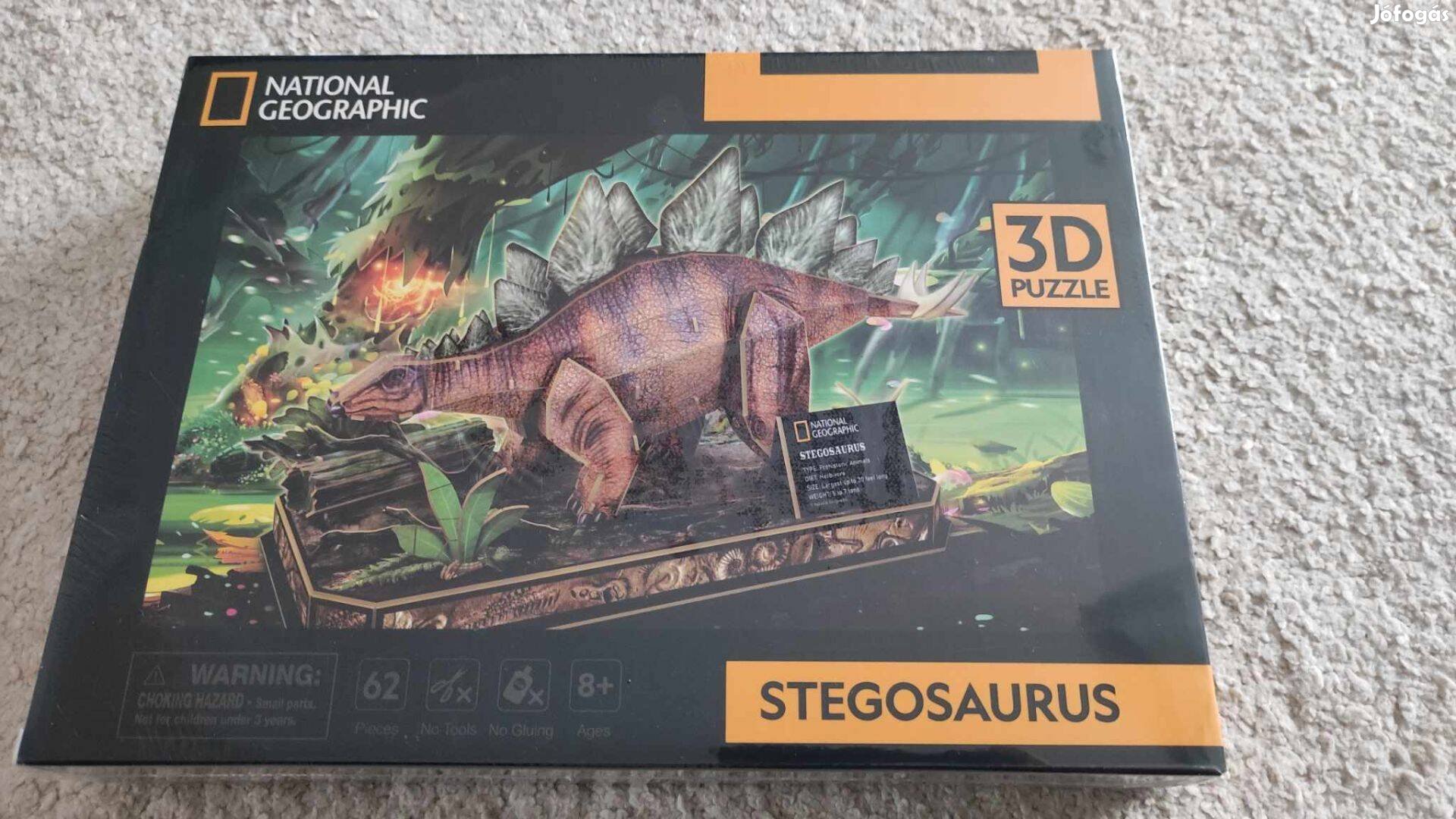 3D puzzle- 62db-os Sztegoszaurusz dínószaurusz Cubicfun, Új!