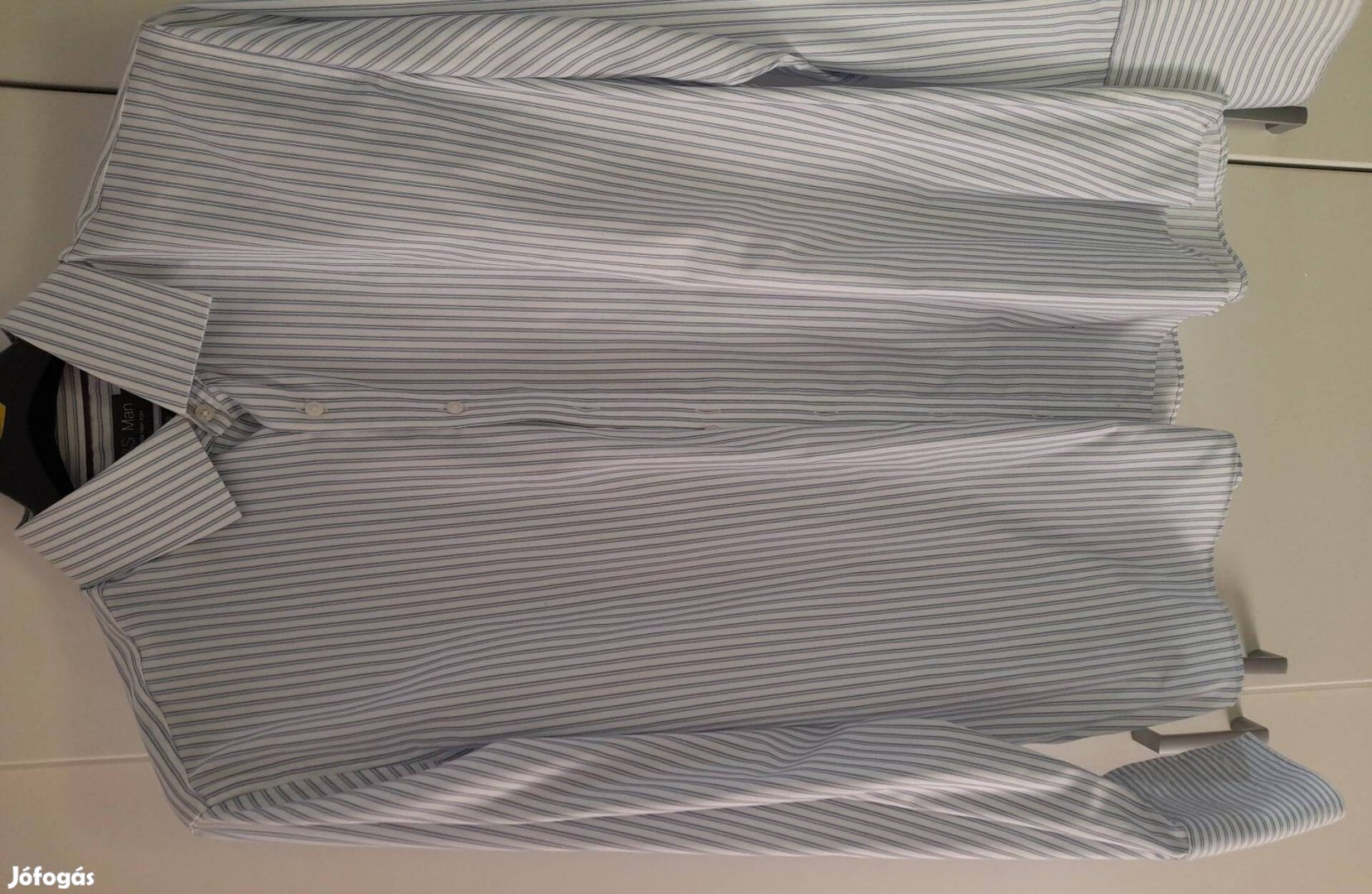 3XL-es M&MAS Mans szürke csíkos fehér ing