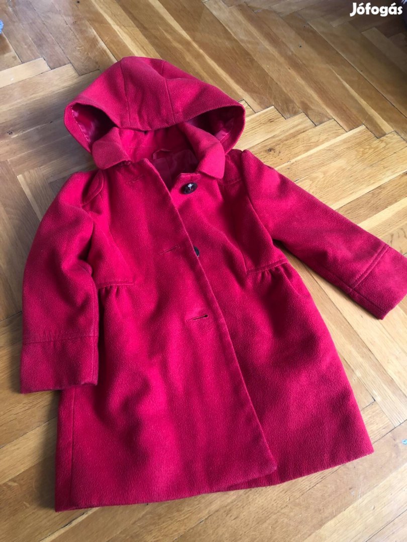 3-4 évesre való piros, kapucnis elegáns átmeneti kislány kabát