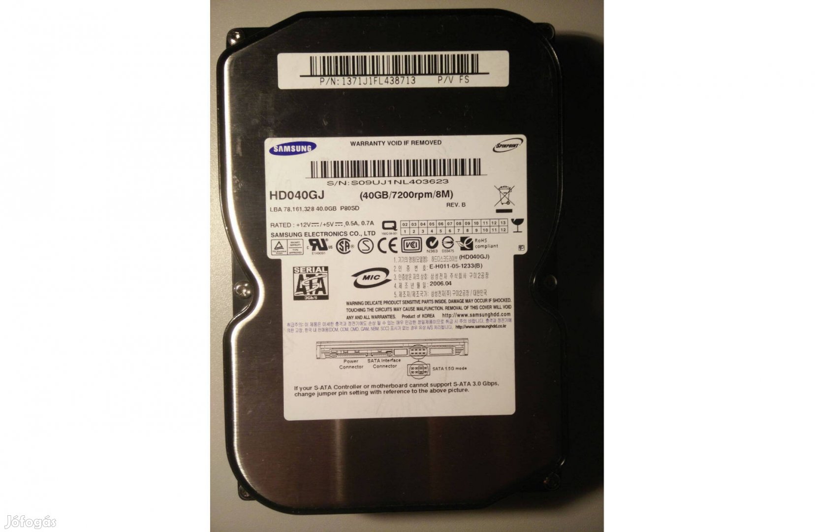 3,5" 40 GB Samsung HD040GJ 7200 RPM SATA HDD