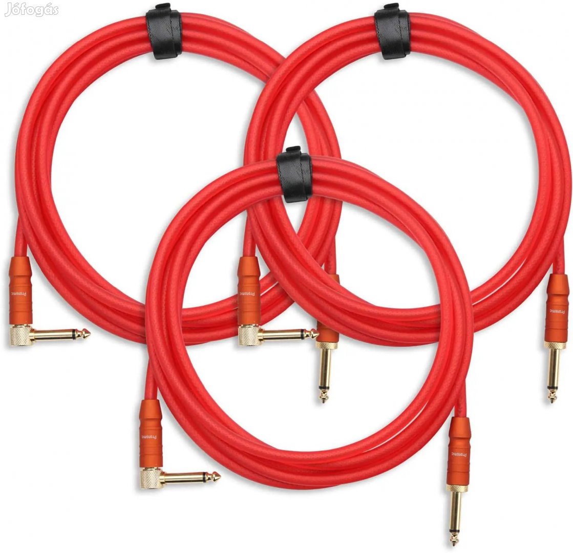 3-Darabos KÉSZLET Pronomic Trendline INST-3R Hangszerkábel 3m piros