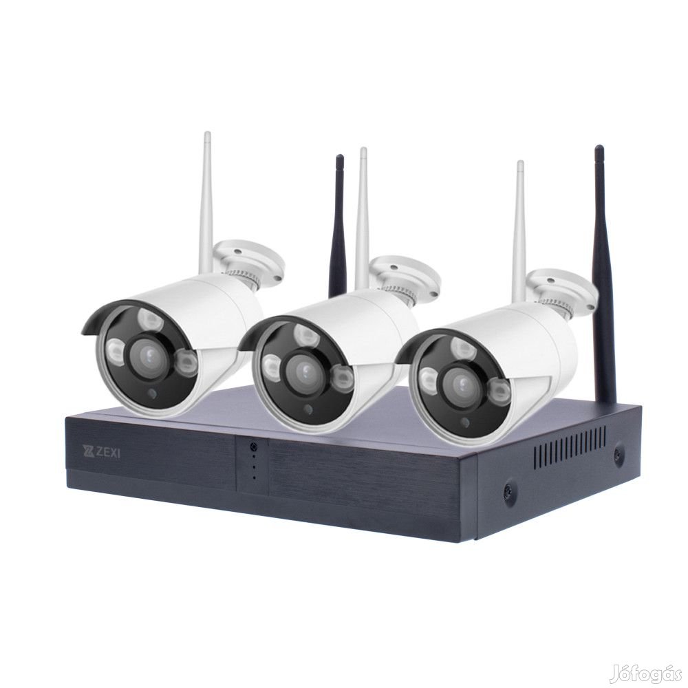 3 KAMERÁS VEZETÉK NÉLKÜLI, MIKROFONOS IP KAMERA RENDSZER 3MP FULL HD,