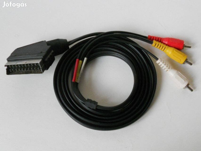 3 RCA - EURO SCART AV összekötő kábel 2m