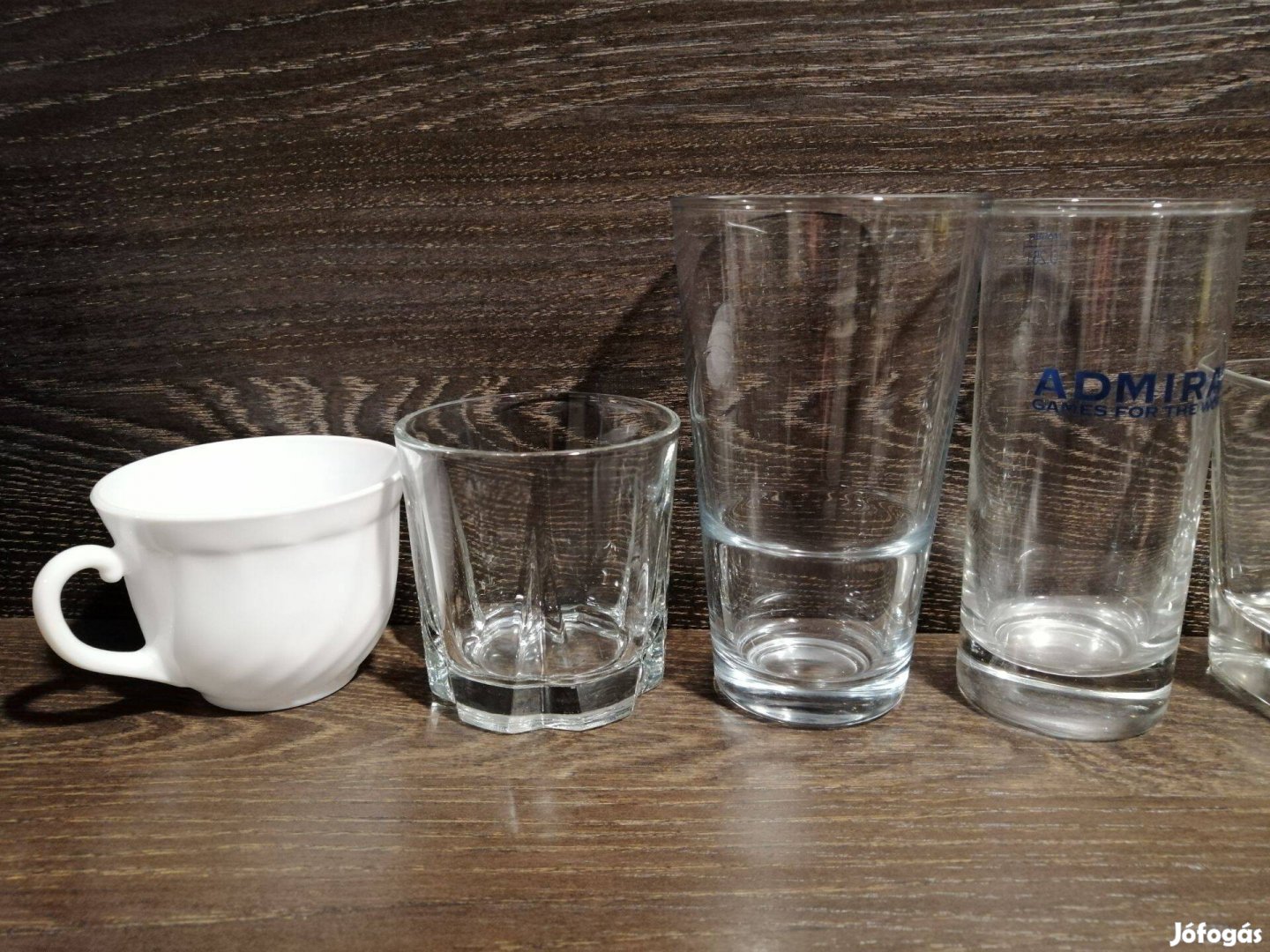 3 Üveg pohár + 1 csésze ,szett ár, készlet pótlására is