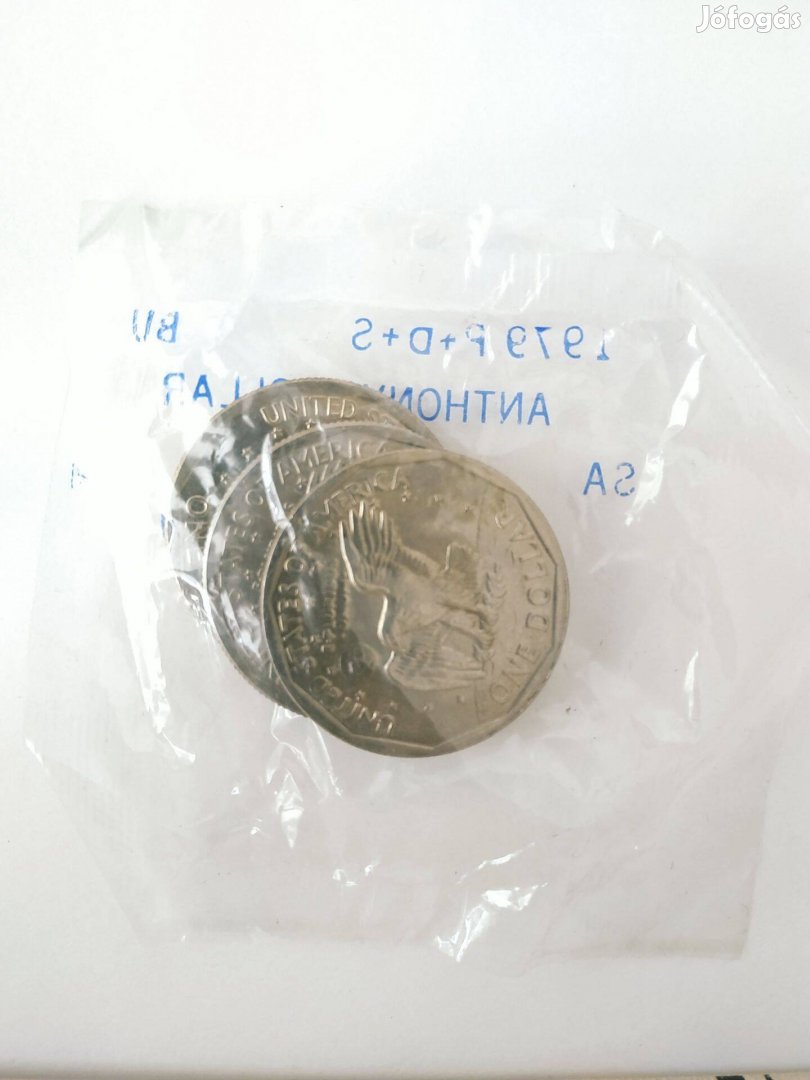 3 darab '1979 P+D+S Susan B. Anthony dollár' - bontatlan csomag