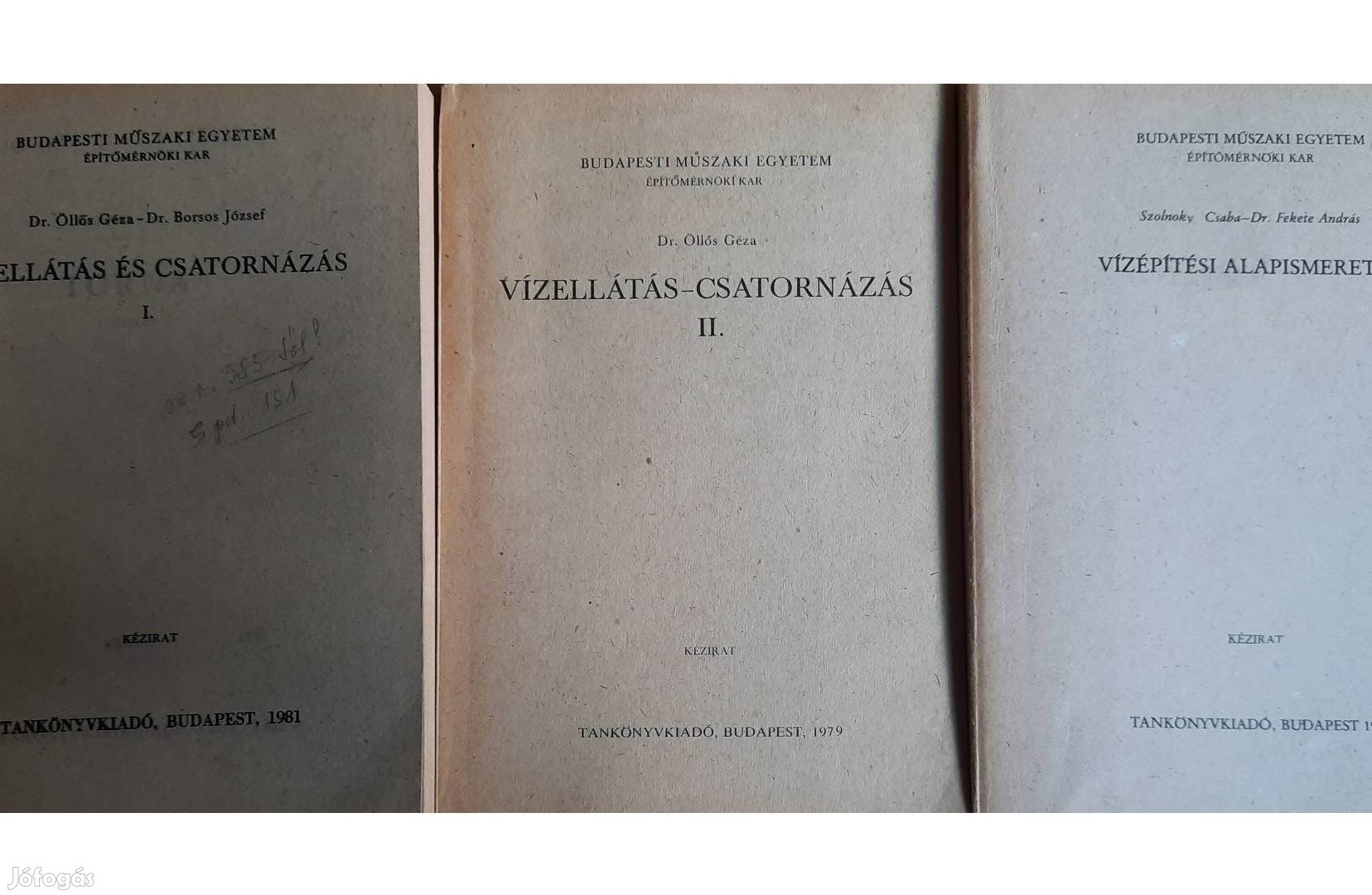 3 darab vízellátás, csatornázás, vízépítés témájú könyv eladó