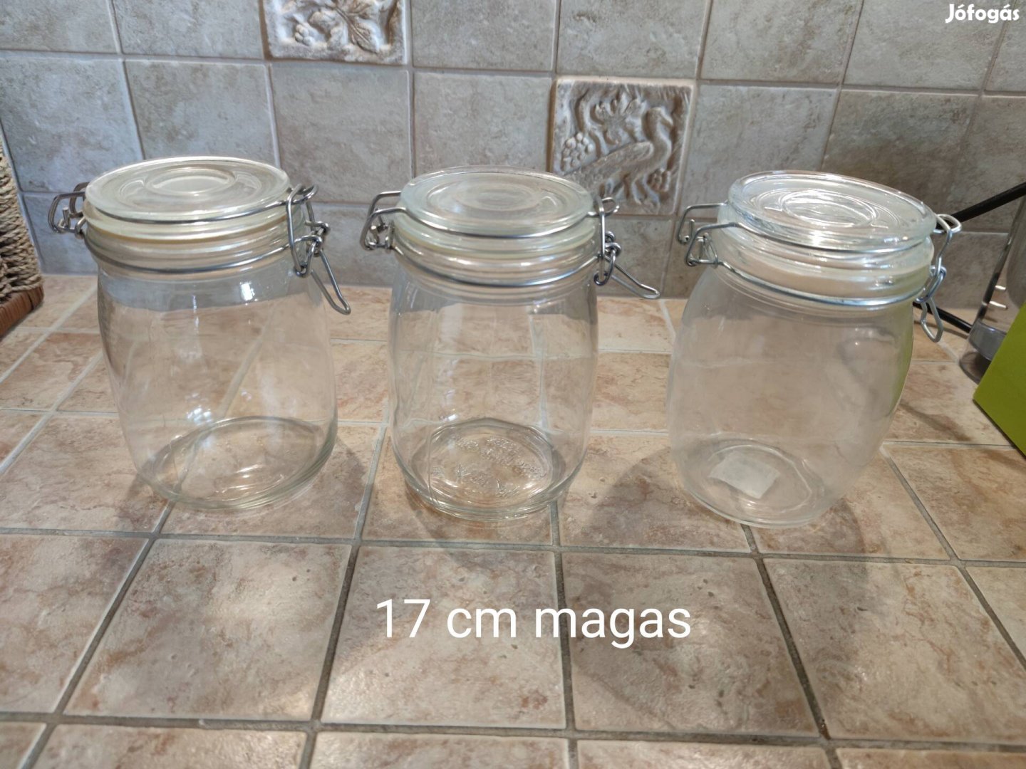 3 db 17 cm magas üveg tároló 