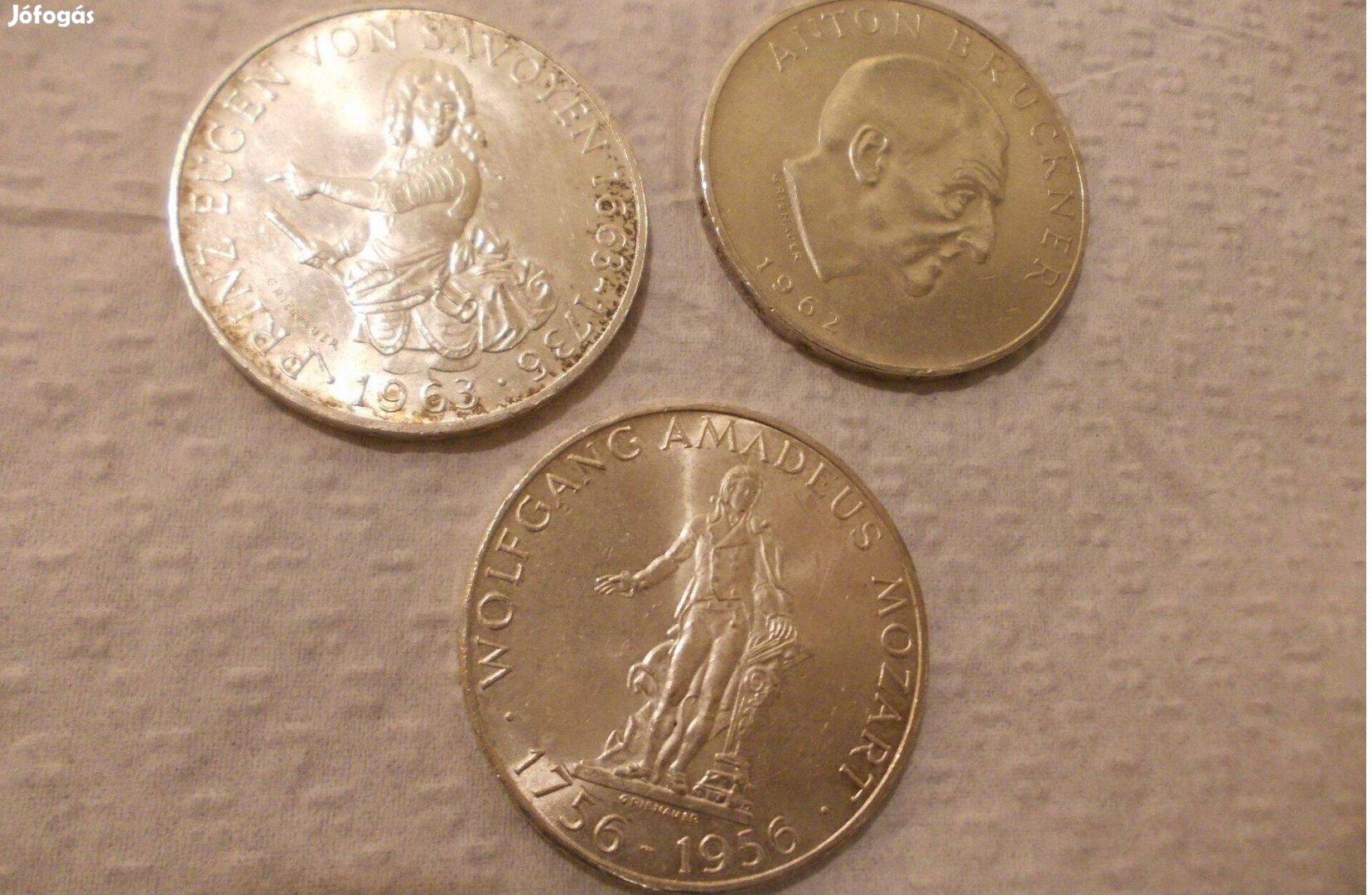 3 db Ausztria 25 schilling egyben, ezüst, 1956, 1962, 1963