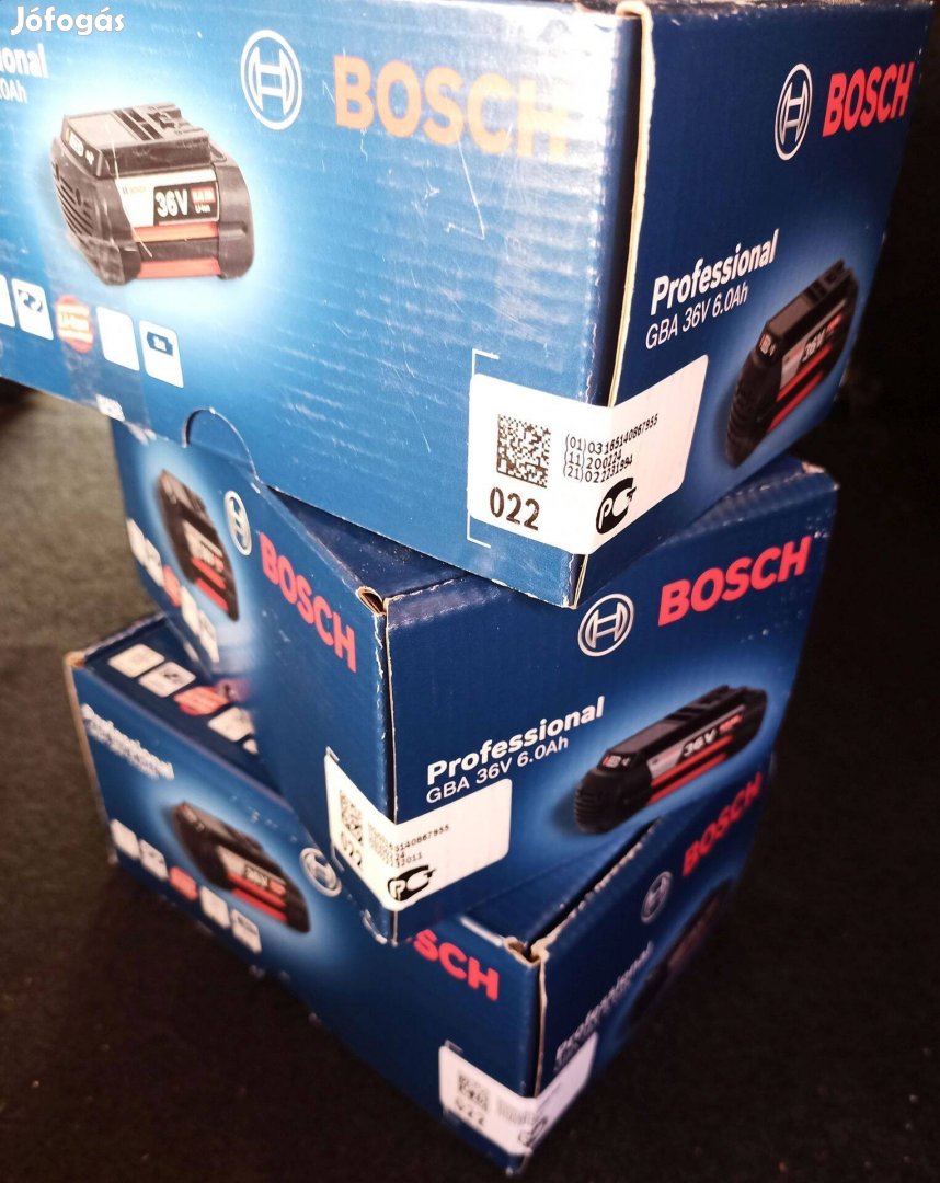 3 db Bosch GBA 36V 6.0Ah akku Új, bontatlan, beszerzési áron