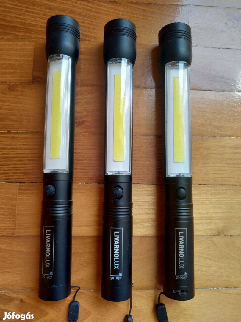 3 db COB LED aluminium elemlámpa 3 db AAA micro ceruza elemmel működik