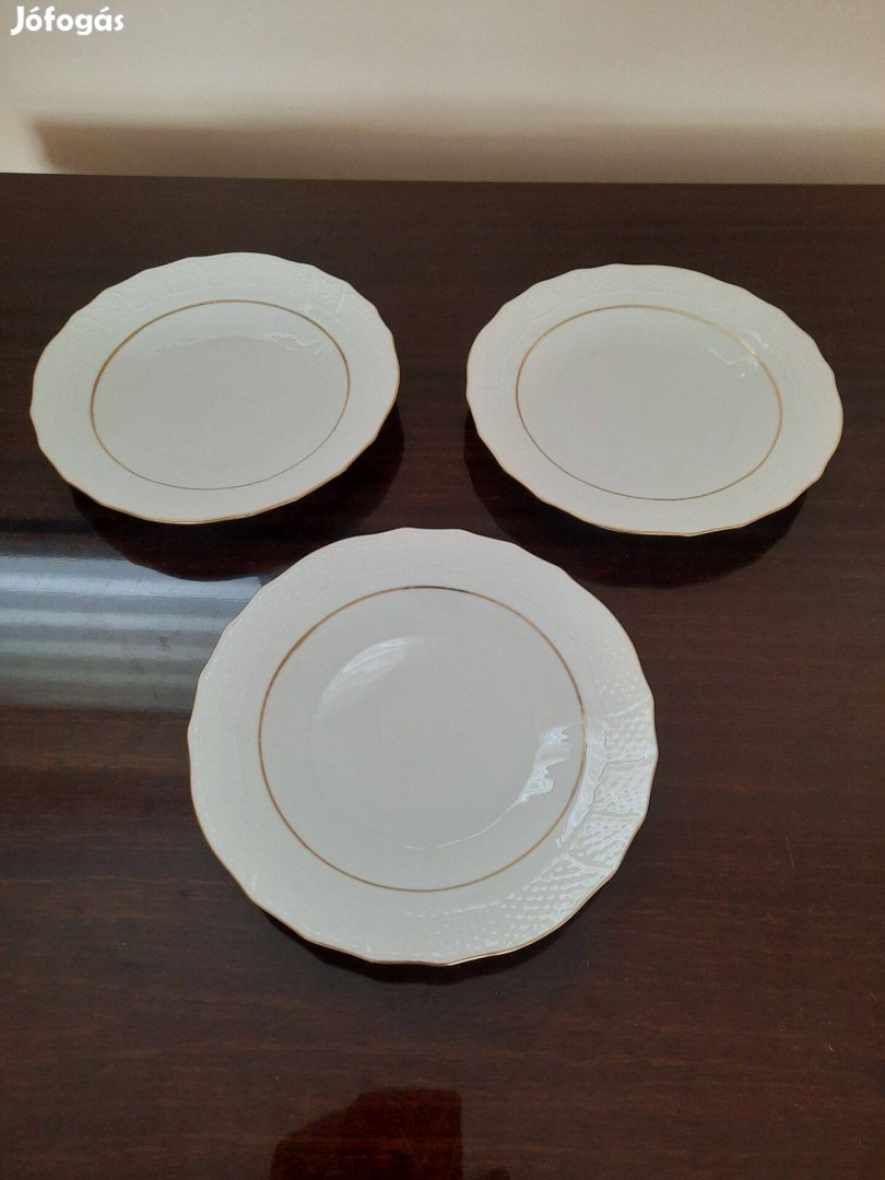 3 db Herendi Fehér arany szegélyes süteményes tányér