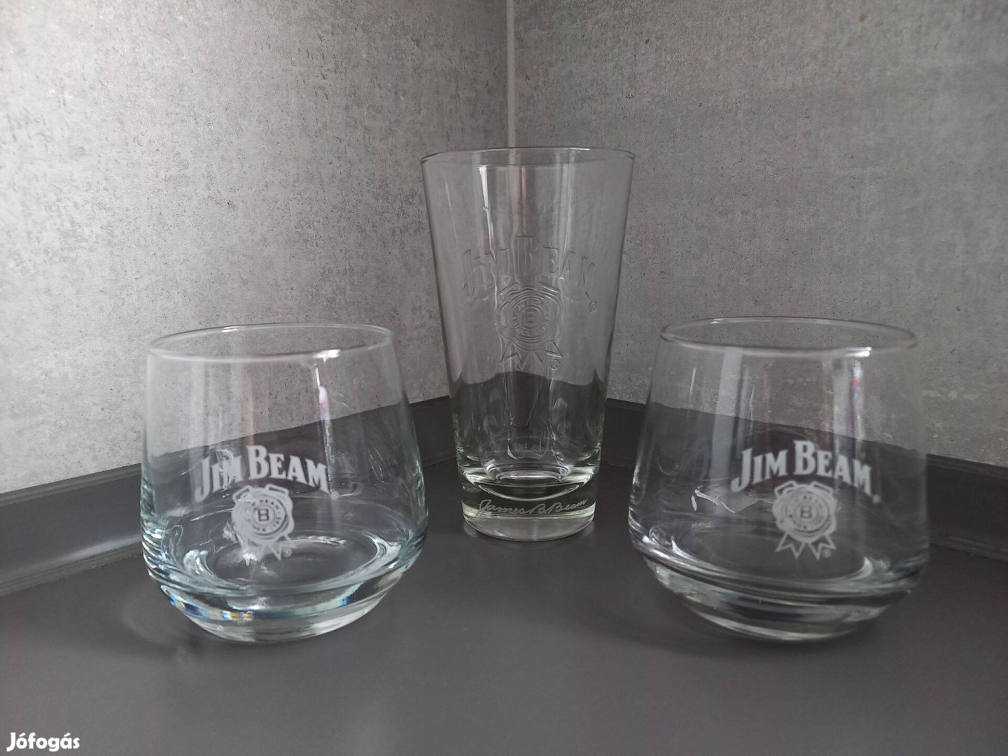 3 db JIM Beam feliratú viszkis pohár eladó