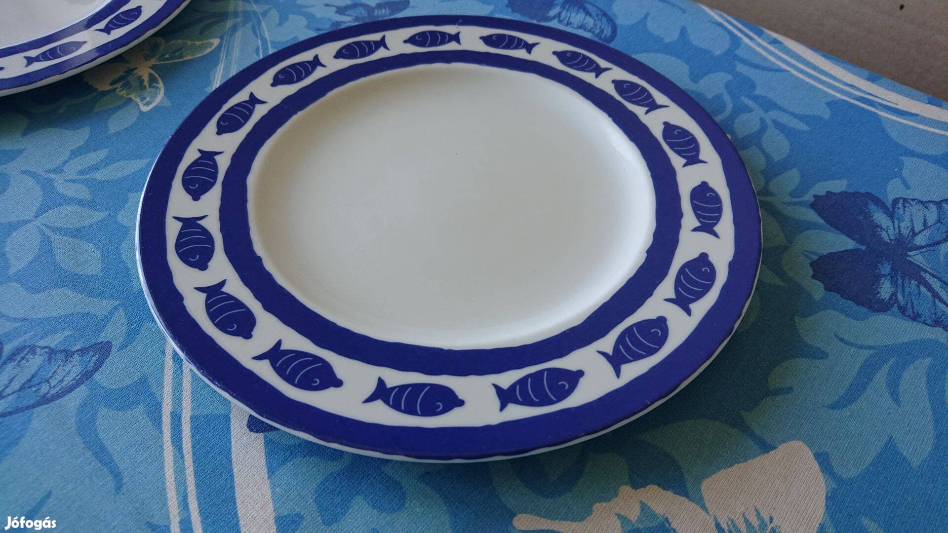 3 db Living Schönes für Zuhause sötétkék-fehér hal mintás tányér