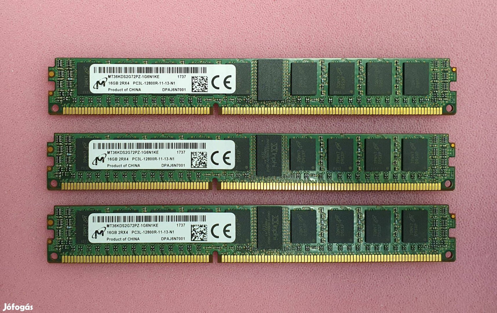 3 db Micron 16GB DDR3-1600MHz Rdimm ECC (Szerver ram)