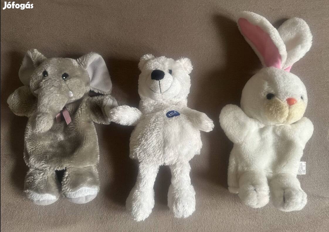 3 db báb (elefánt, jegesmedve, nyuszi)
