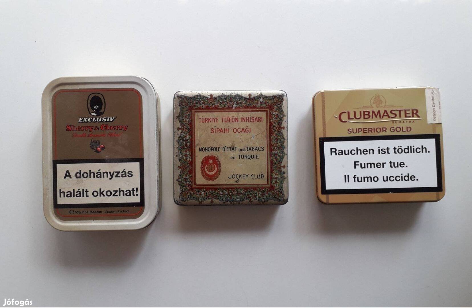 3 db cigaretta szivarka pipa fém doboz