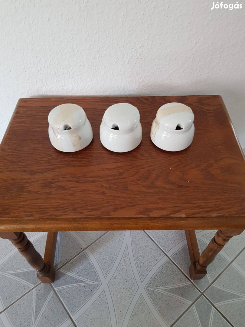 3 db fehér porcelán cukortartó nem használt együtt 1200 Ft
