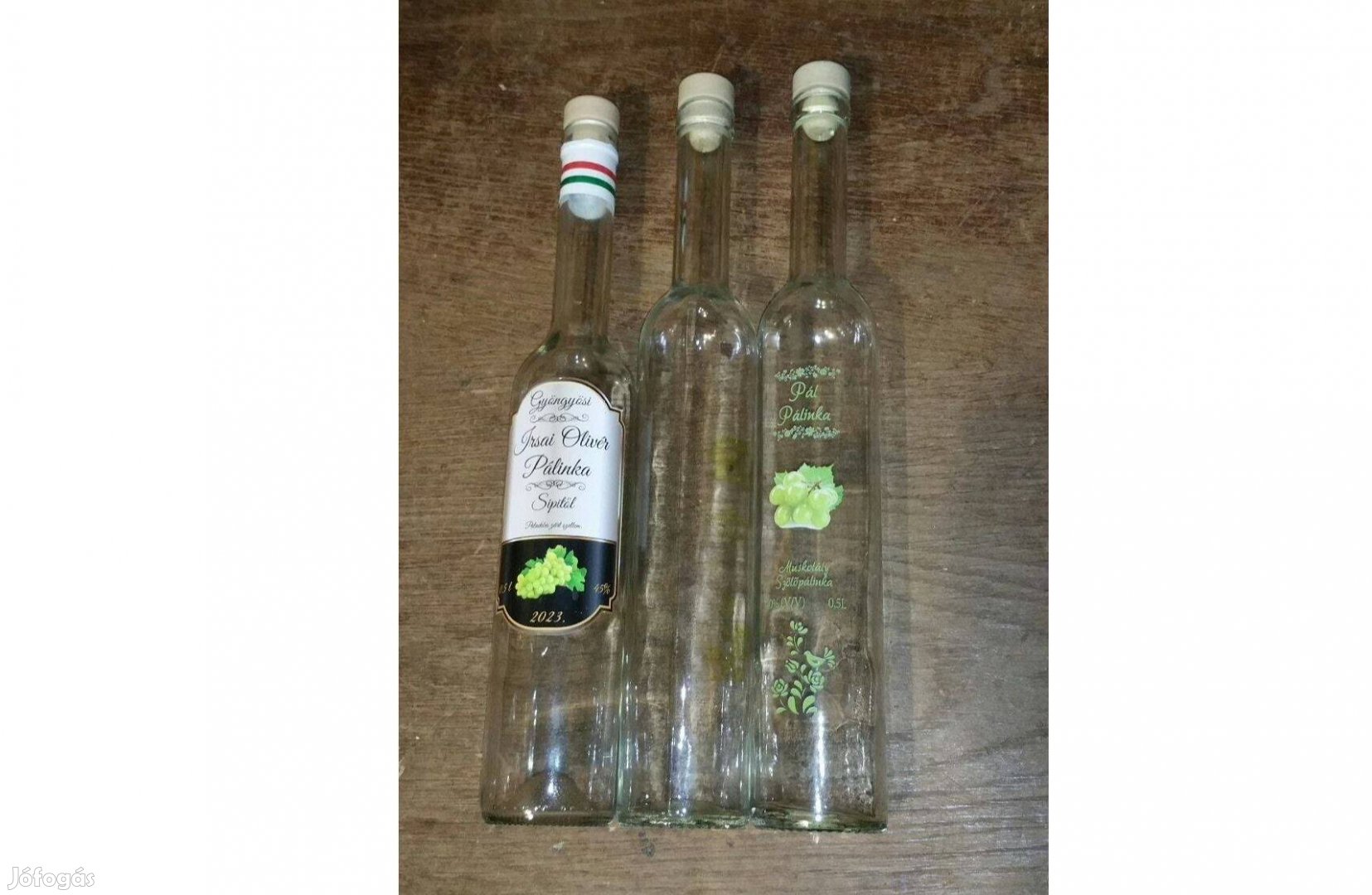 3 db fél Literes Pálinkás üveg dugóval ( 3 x 0,5 Liter )