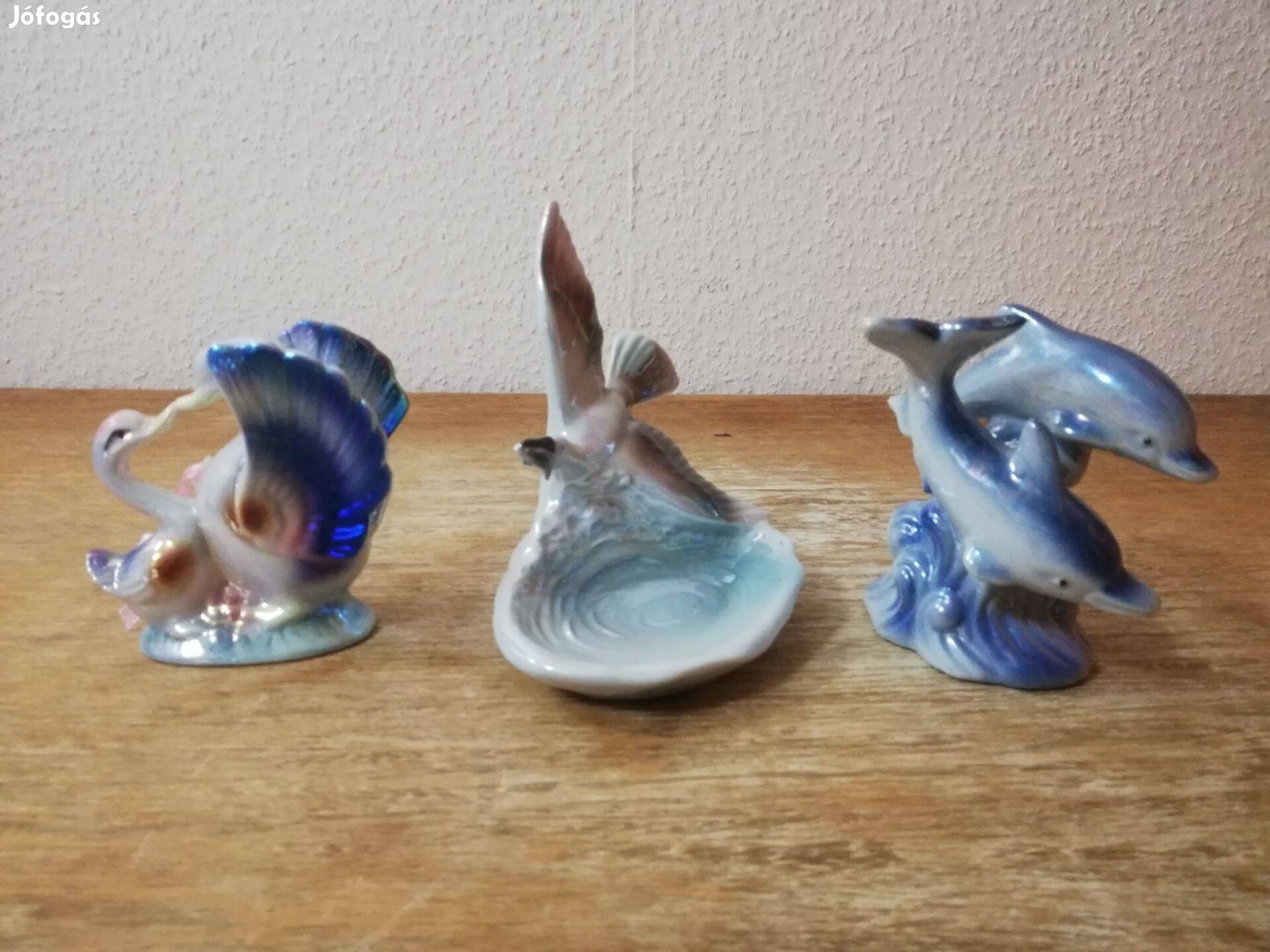 3 db gyönyörű, színes, fényes porcelán nipp