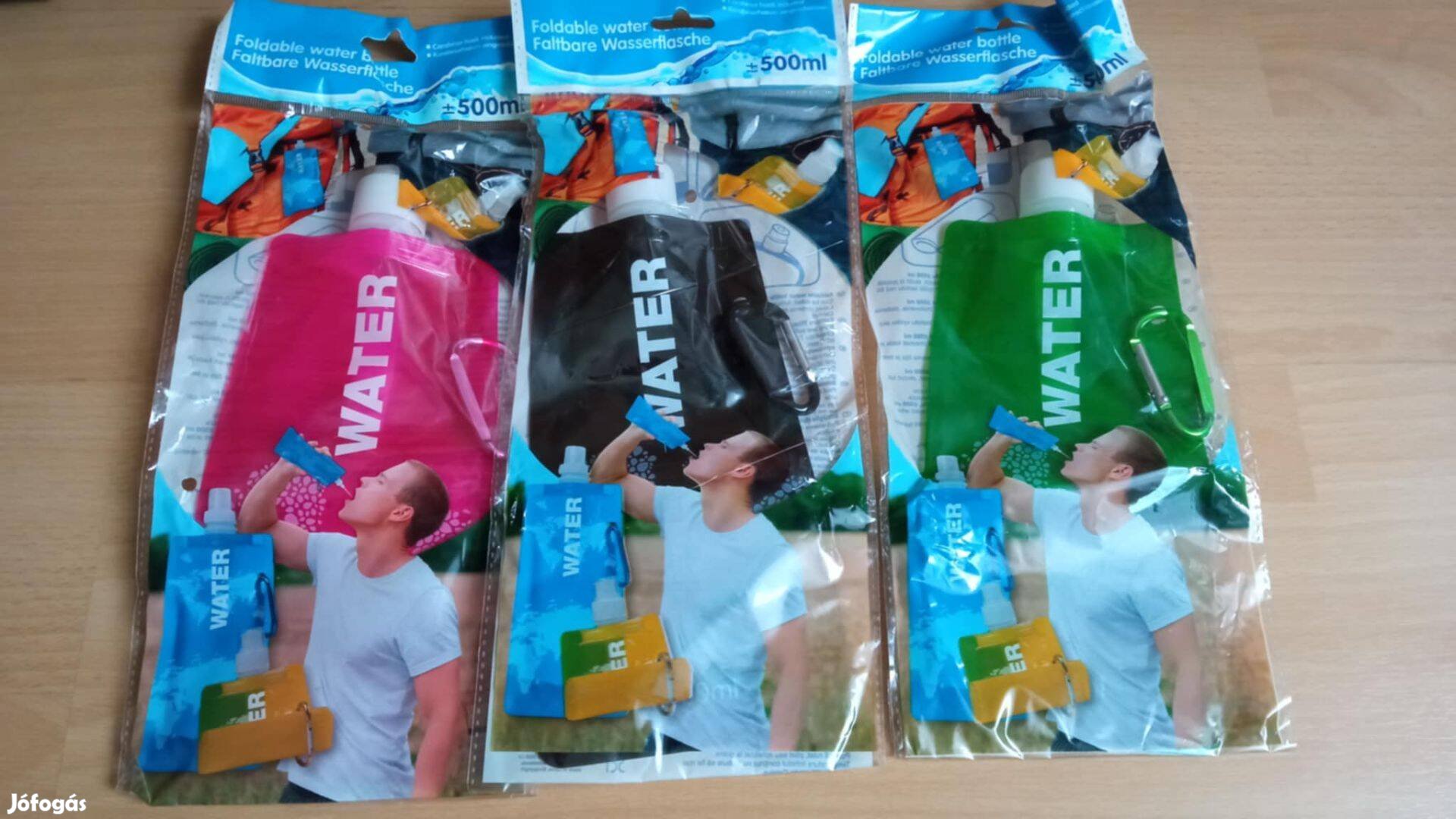 3 db ívópalack színes összehajtható karabineres nem