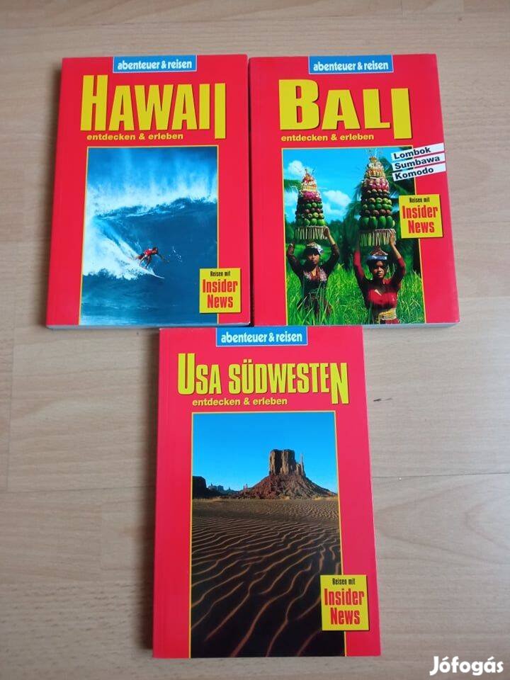 3 db német nyelvű útikönyv Bali, Hawai, Usa együtt 2000 Ft