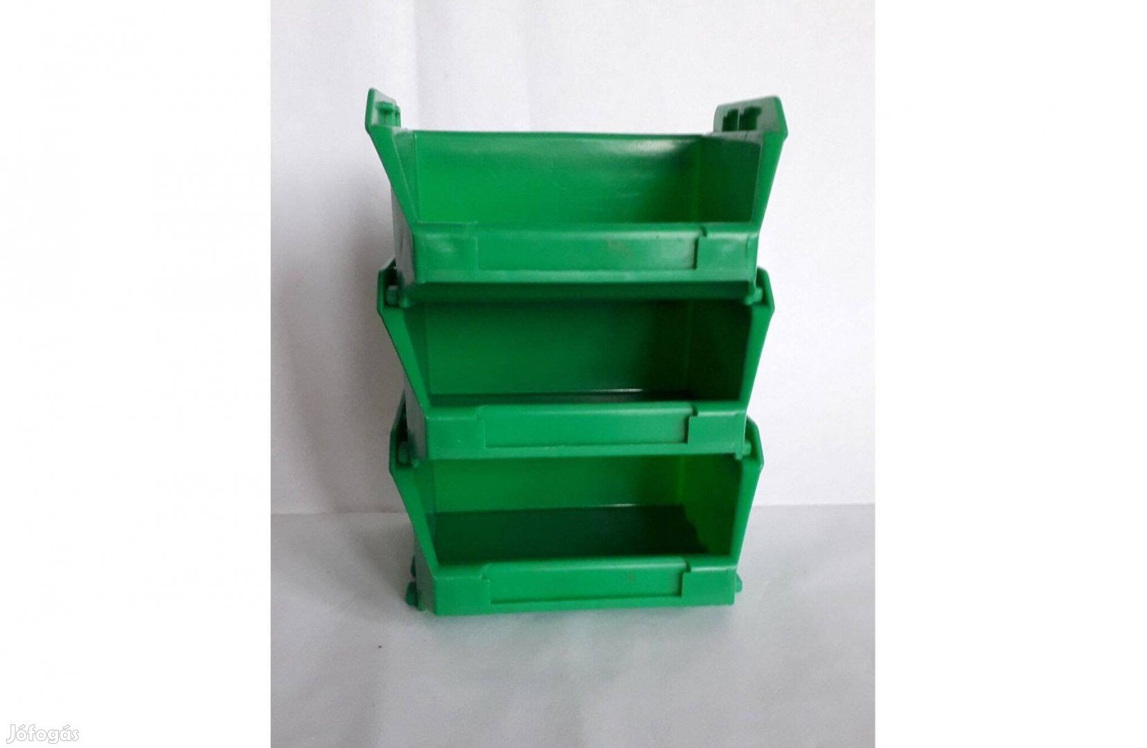 3 db zöld MH6-Box nyitott egymásra rakható tároló doboz 10*9*5 cm