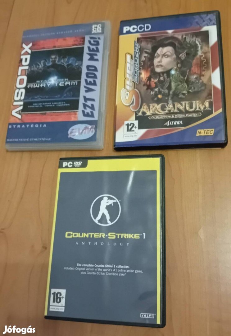 3 eredeti PC DVD játék Windowsra Arcanum Star Trek Counter Strike