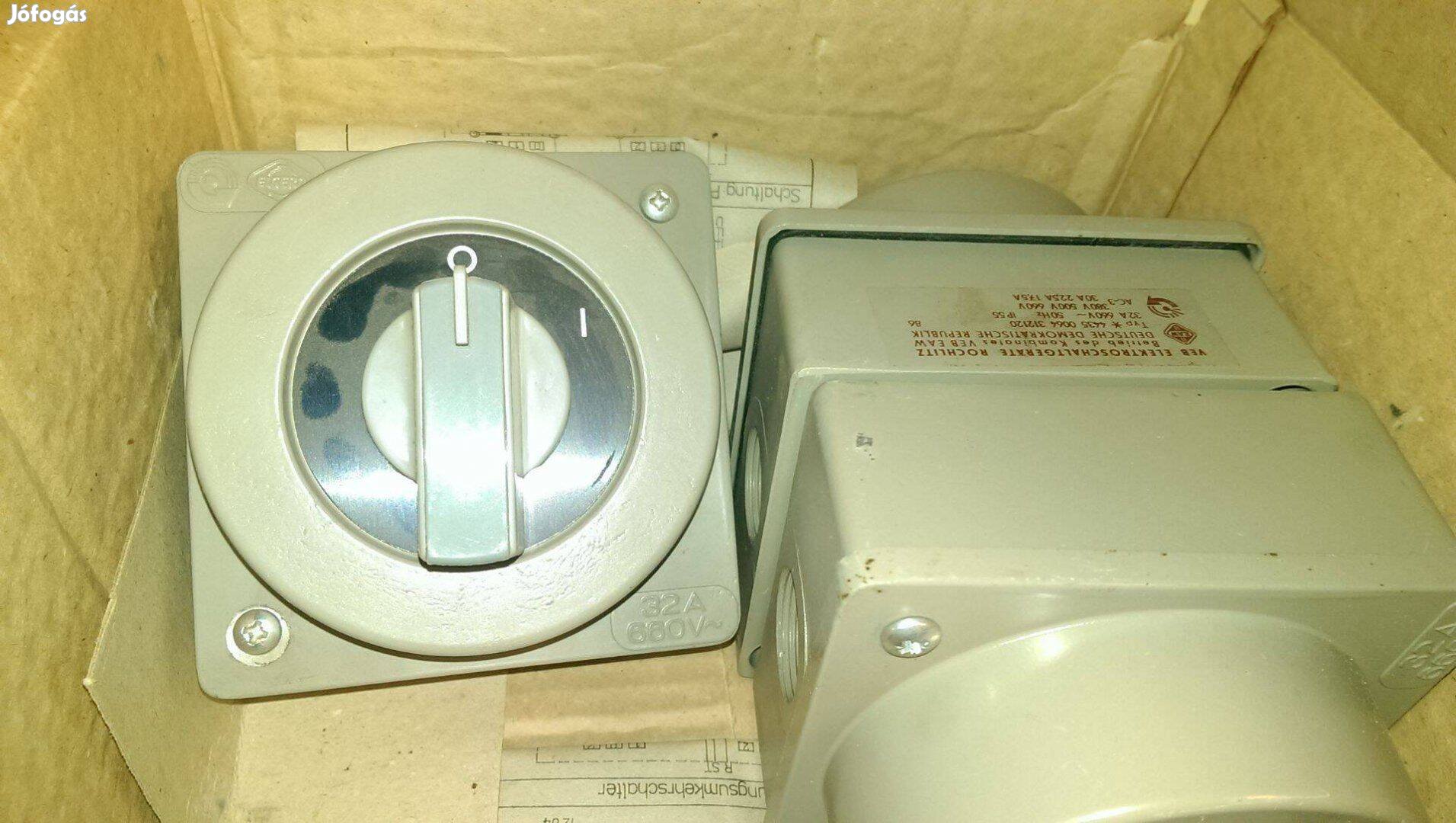 3 fázisú 32 Amperes, fém tokozású kapcsoló NDK gyártmány