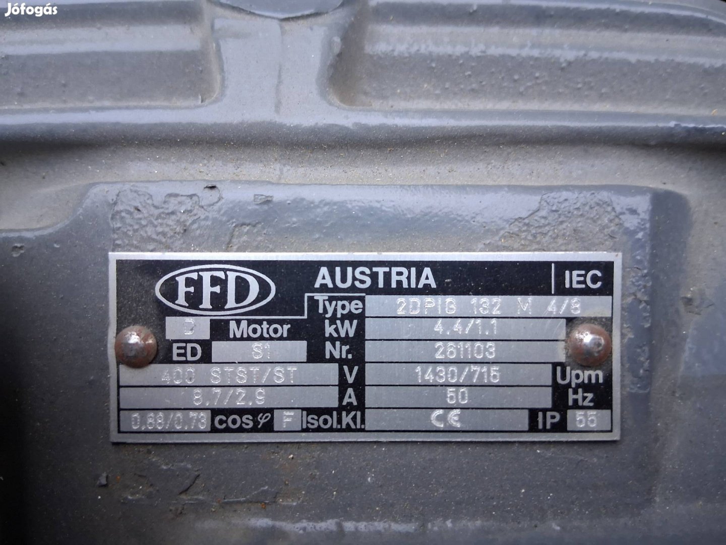 3 fázisú 4,4kW talpas villanymotor olcsón eladó