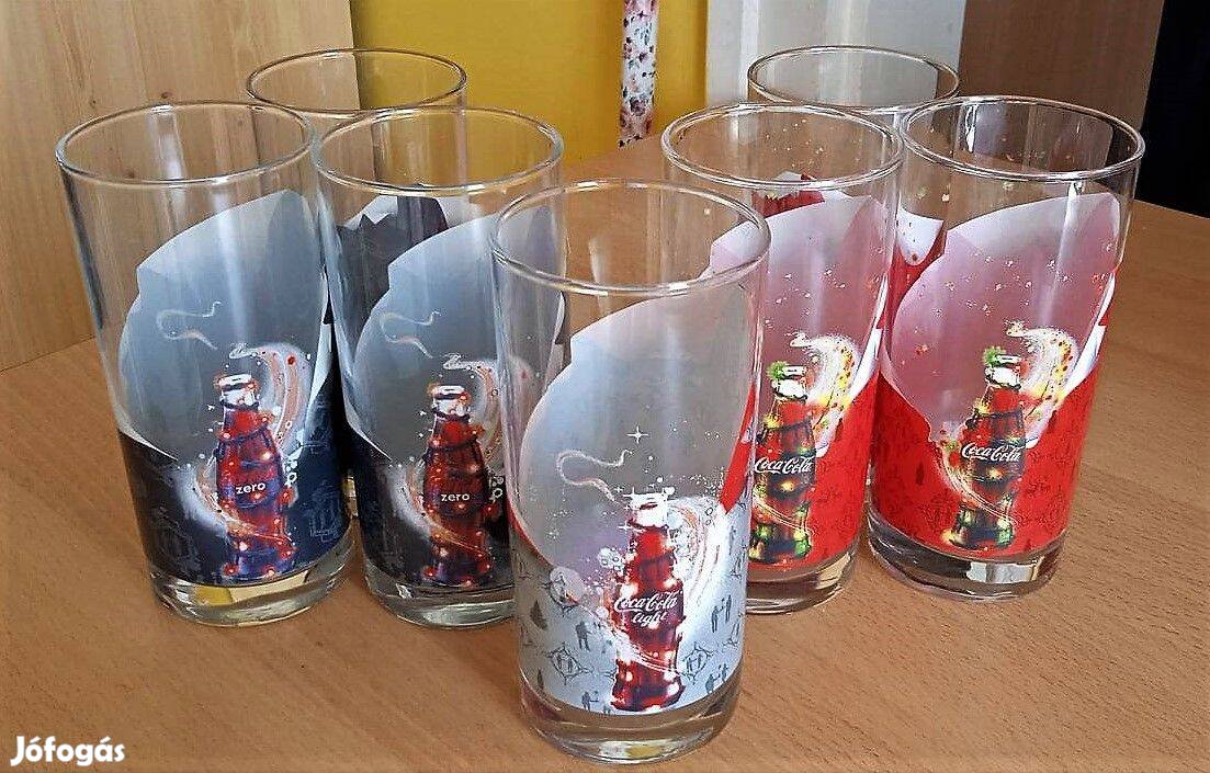 3 féle dekoros 7 db. Coca-Colás üvegpohár