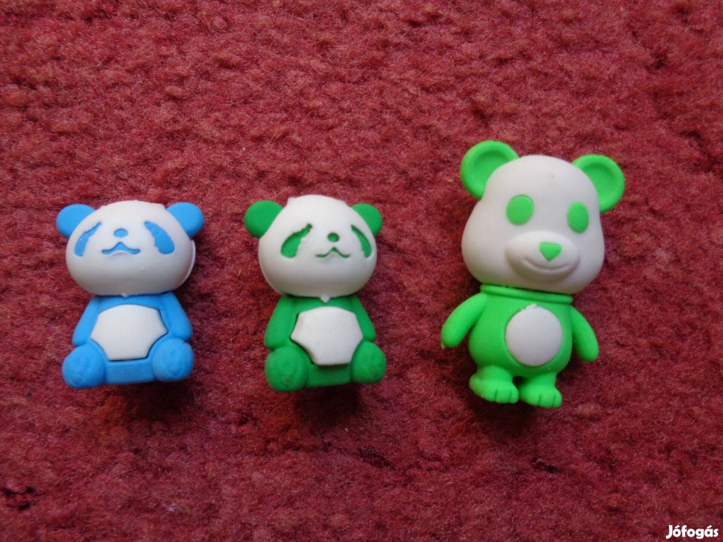 3 féle panda radír kék zöld, 200ft/db