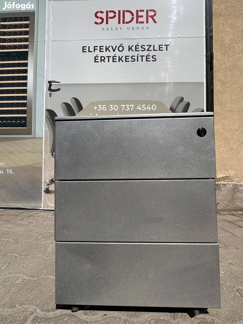 3 fiókos irodai konténer, tároló, gurulós, fém - használt irodabútor