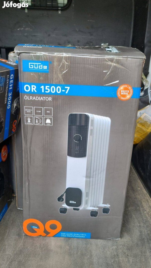 3 fűtési fokozattal, 1500W-os hordozható olajradiátor, termosztáttal