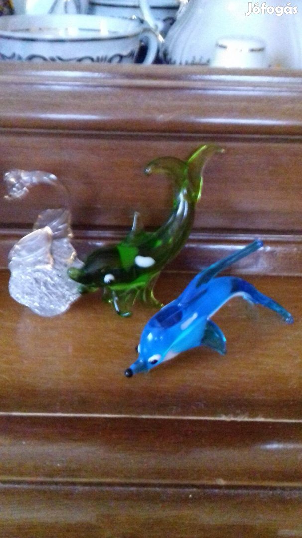 3 különböző régi mini üveg figura