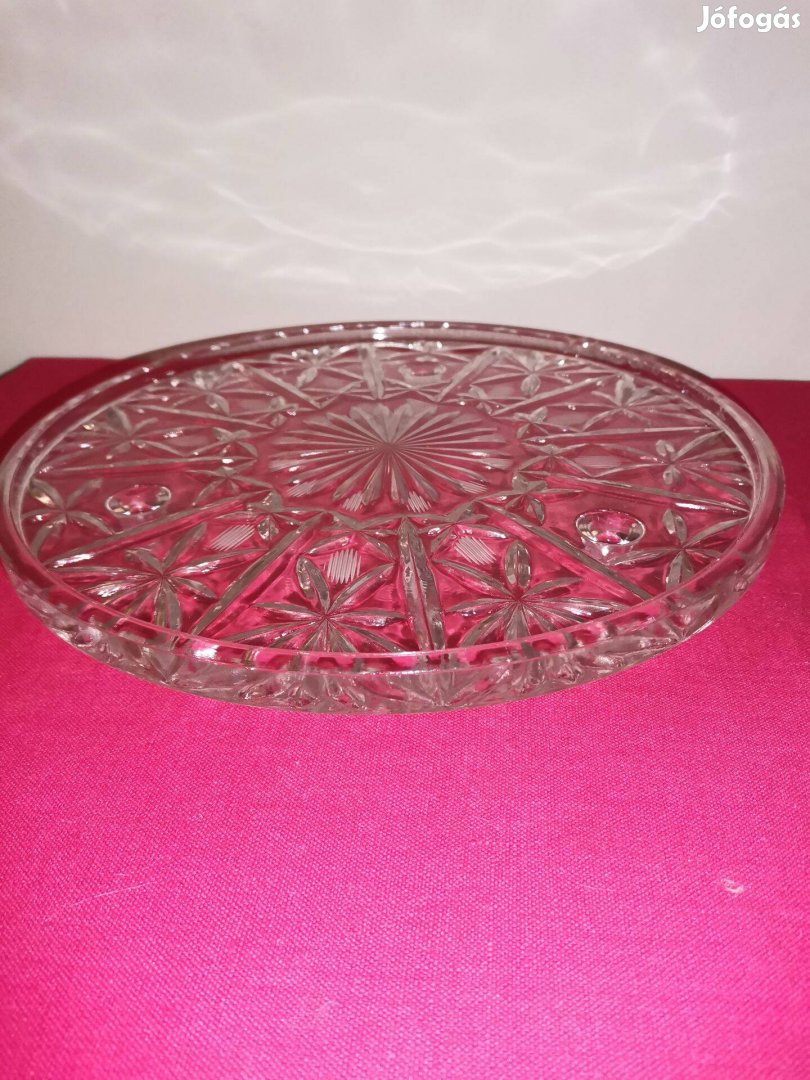 3 lábú vastag üvegtálca. antik